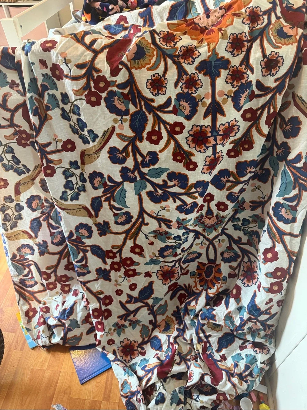 Anthropologie Welles Cream Multi Curtains 2 Panels Cotton 50 in by 84 in Floral